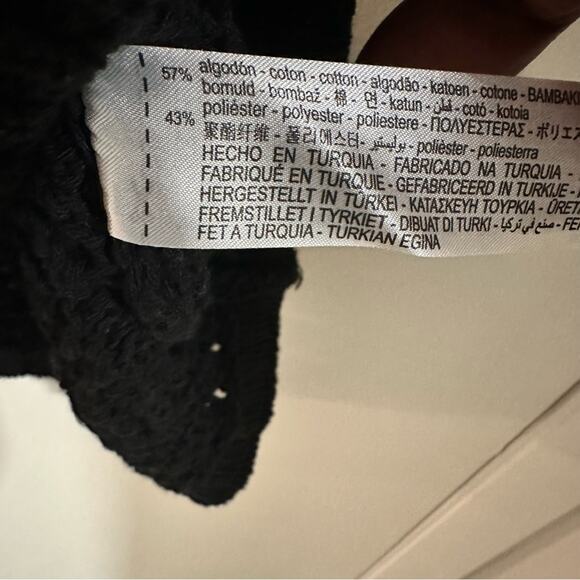 Zara Black Open Knit Polo Cardigan Sweater Short Sleeve Button Down V Neck S/M - Picture 6 of 11